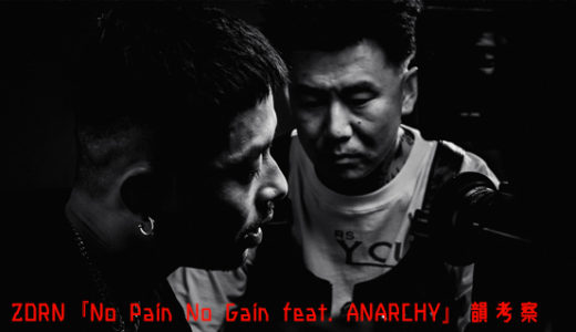 ZORN『No Pain No Gain feat. ANARCHY』63個の韻考察