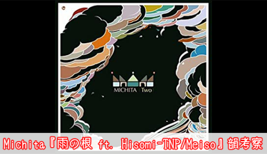 コンビネーションで畳み掛ける韻が凄まじい!!! Michita『雨の根 ft. Hisomi-TNP/Meiso』韻考察
